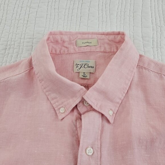 J. Crew 100% Irish Linen Button Down Shirt Men's L Pink Baird McNutt NWOT - Picture 5 of 15